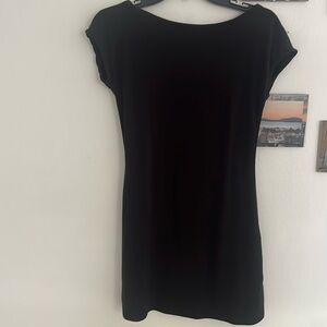 free people open back black mini dress